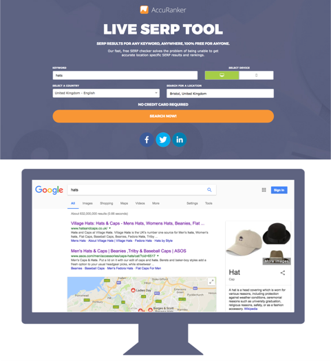 Accuranker Live SERP tool screenshot