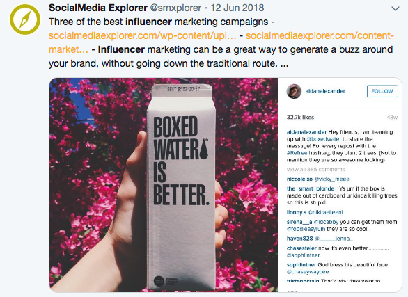 Boxed water is better instagram influencer