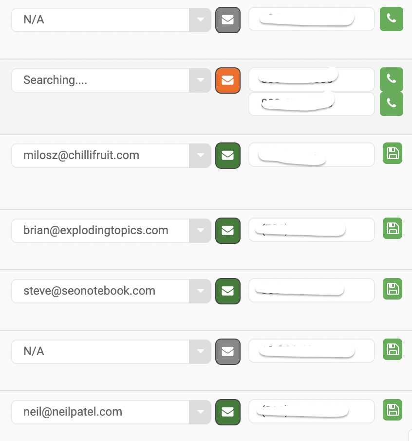 Newfound email addresses and phone numbers